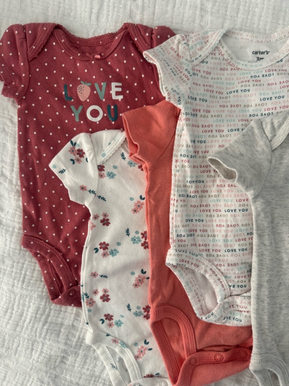 Carter's Girls Coral & Floral Short-Sleeve One-Piece Bodysuit Set